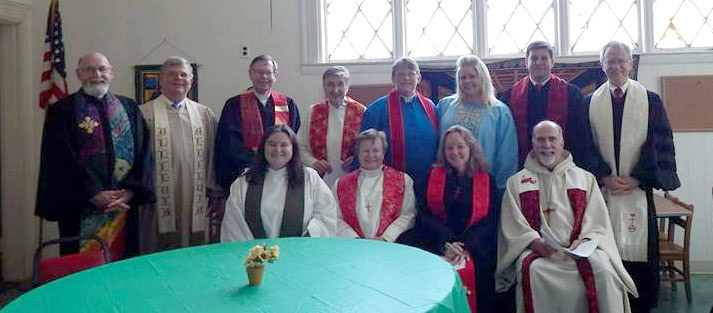 Clergy members of the Old Colony Association gathered to celebrate the installation of a new church pastor.